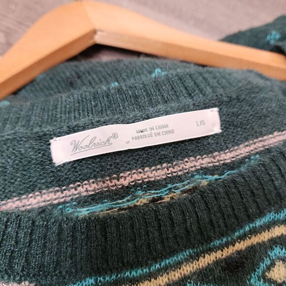 Woolrich Fair isle Sweater Pullover Wool Mohair Sheep Diana Green Womens Large - Picture 3 of 14